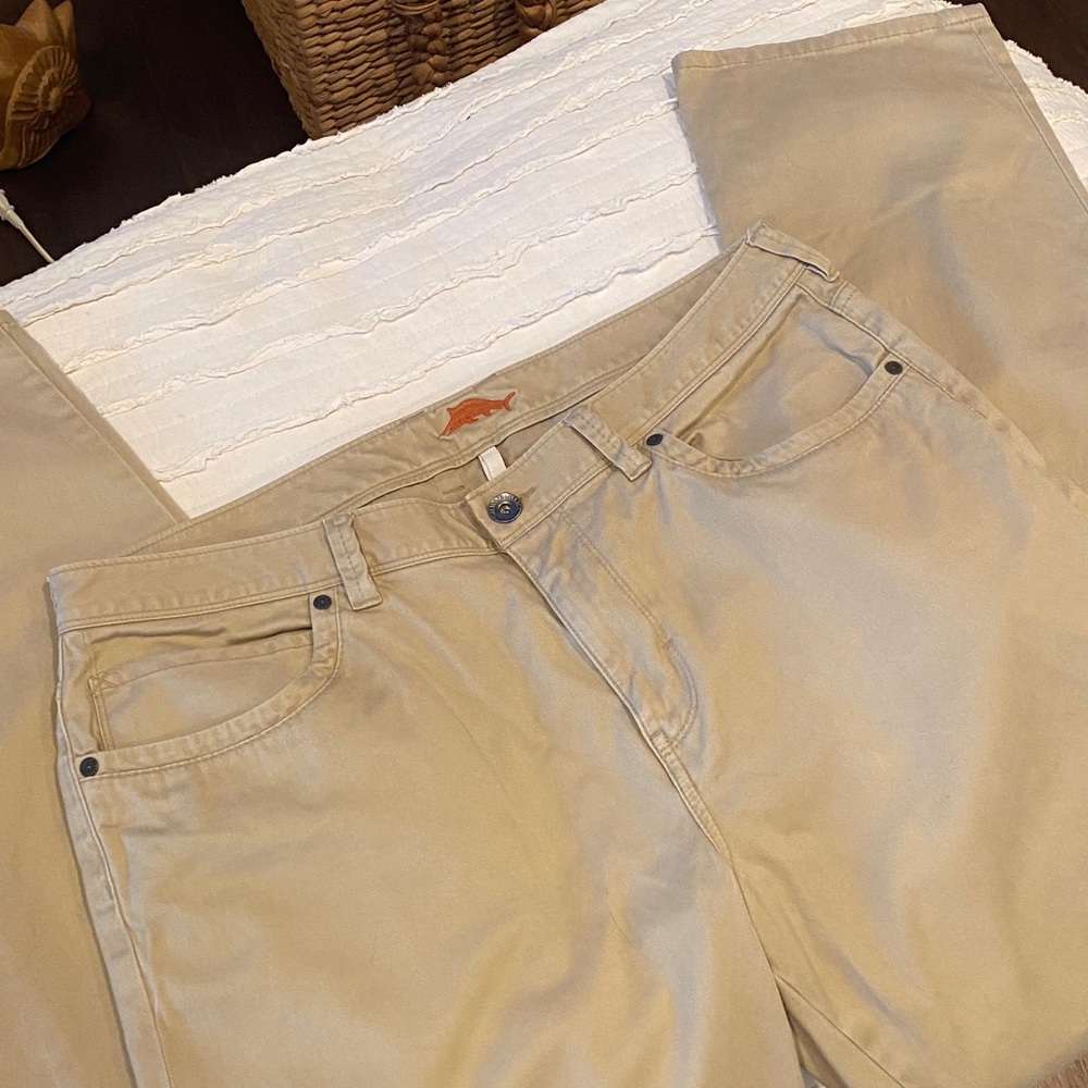 Tommy Bahama Tan Khaki Pants Men's size 36 x 34 Pima Cotton!